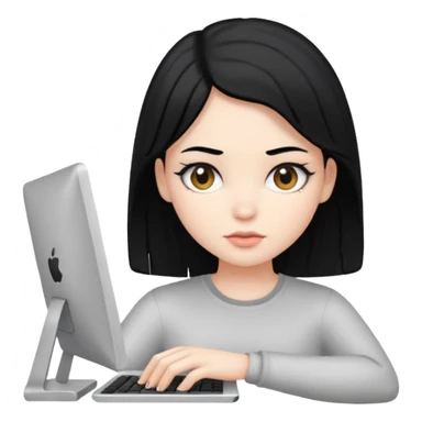 black hair girl with white skin with a computer sticker