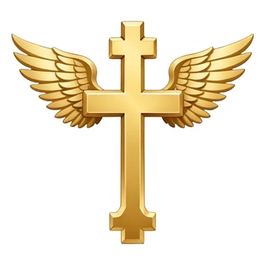 Symbol of cross with  wings on left and right (white , symbolical and biblical) sticker