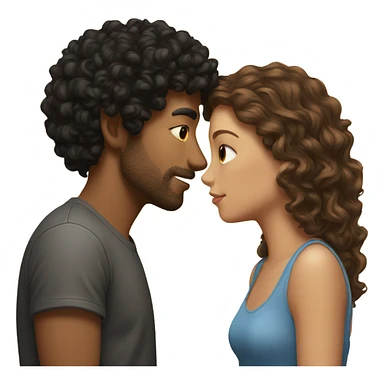 guy with black curly hair kissing a girl with light brown hair  sticker