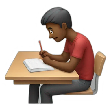 man studying sticker