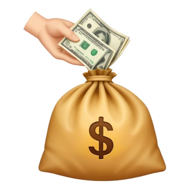 a hand holding a bag of money sticker