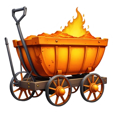 wagon with molten steel inside, glowing orange and yellow sticker