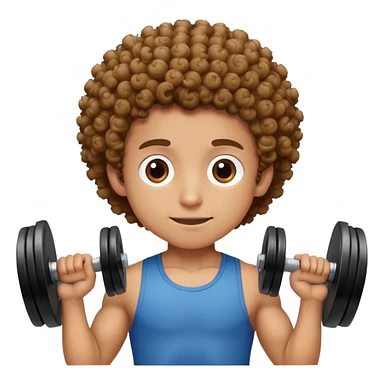 curly haired boy lifting weights at the gym sticker