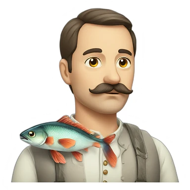 russian moustache husband with fish sticker