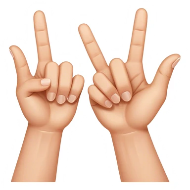 Thumbs out, index fingers up and three fingers down. Both hands touching one another  sticker