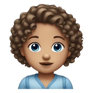Little baby girl brunette with curly hair and blue eyes sticker