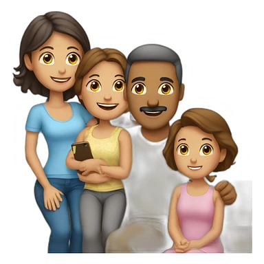 Familia de 6 personas papa, mama, 3 hijas y un hijo sticker