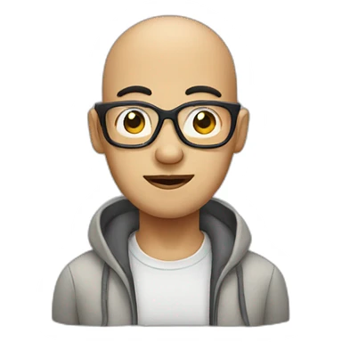 severe hair loss chineseman with eyeglasses sticker