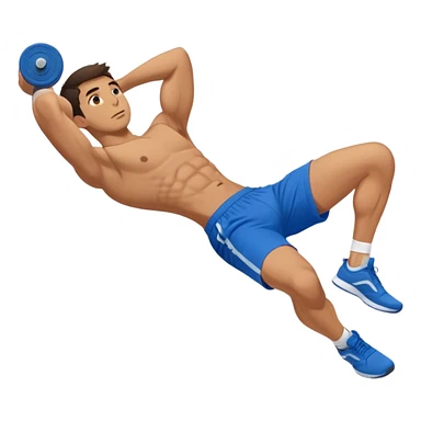 side-view of guy in blue shorts doing decline crunches sticker