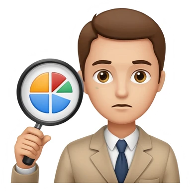 person with magnifying glass and charts sticker
