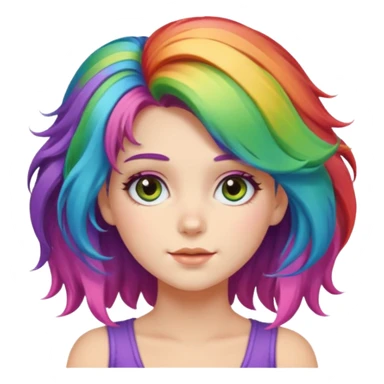 Young woman, fluffy voluminous hair in rainbow colors sticker