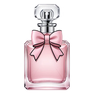Miss Dior perfume bottle with bow, soft pink liquid sticker