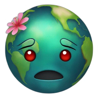 planet with japanese mask sticker