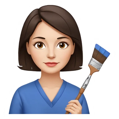 FEMME 45 ANS ET PLUS BRUNE ARTISTE PEINTRE AVEC UN PINCEAU sticker