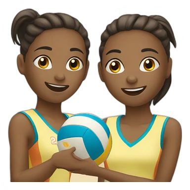 Two girls playing volleyball  sticker