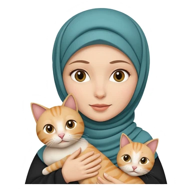 white pretty woman with hijab holding a cat sticker