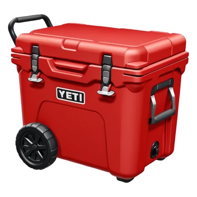 Red yeti style cooler with wheels  sticker