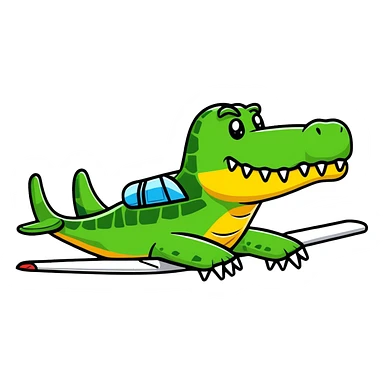 airplane with a crocodile head instead of the nose sticker