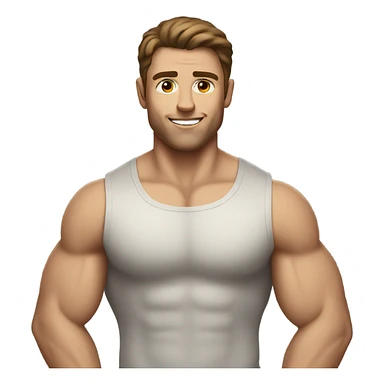 brown haired white man with muscle sticker