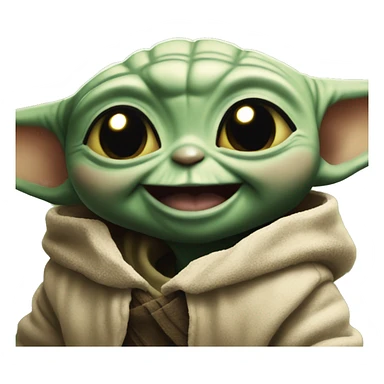 Baby Yoda smiles with a giant smile. Teeth visible sticker