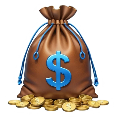 money bag on top of blue coins stack sticker