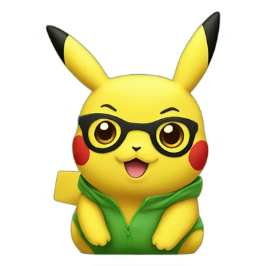 pikachu in green background sticker