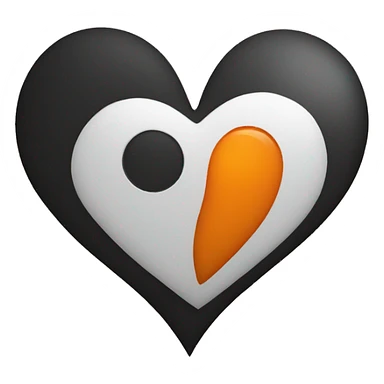 Half black and half orange heart sticker