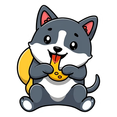 playful emoji eating a dog sticker