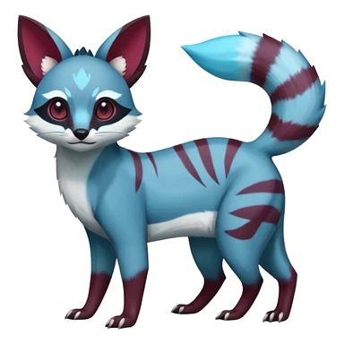 Rare realistic cool burgundy cute epic aesthetic colorful Amaura-Glaceon-Civet-Genet-species-Fakemon-hybrid-creature, with markings, full body sticker
