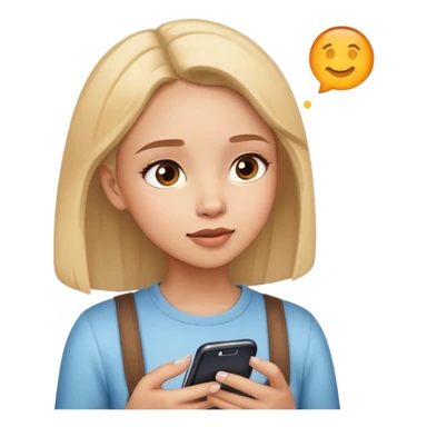 A girl with her phone looking up sticker