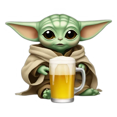 Baby yoda drink beer sticker