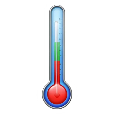 A straight thermometer has 5 colors on it, no round ball or circle at first  sticker