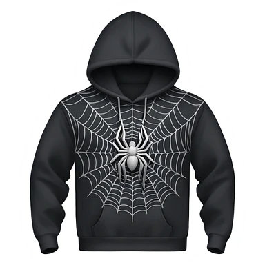 black hoodie with a grey spider web sticker