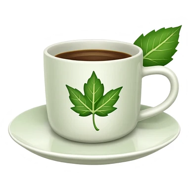 Te  - taza blanca con una hoja a un lado del plato- No dentro sticker