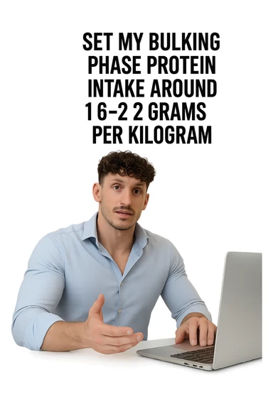 Uomo che imposta la sua fase di massa a proteine intorno 1.6 - 2.2g per kg sticker