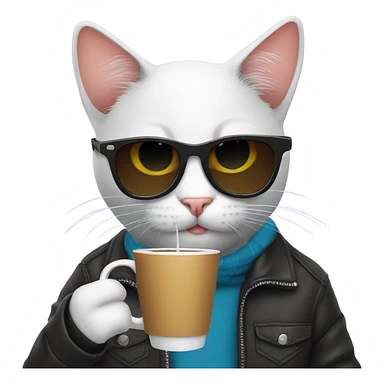 DJ cat with sunglasses drinking coffee sticker