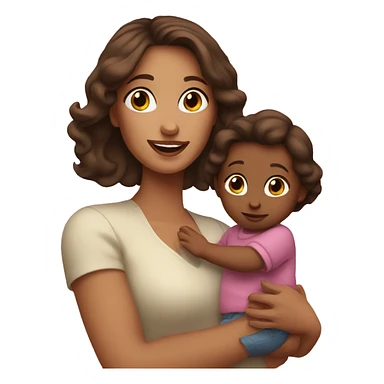 fair skinned brunette woman holding toddler sticker