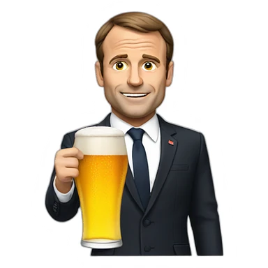 Macron with beer sticker