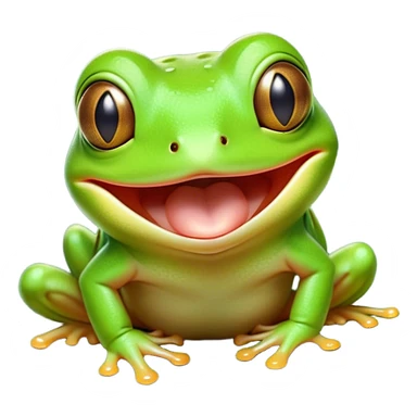 Cinematic Cute Yawning Green Tree Frog Portrait Emoji, Head tilted slightly with a dramatic, wide-open yawn, showcasing a compact, vivid green body with gently drooping eyelids and half-closed, drowsy eyes, Simplified yet irresistibly adorable features, highly detailed, glowing with a soft, cozy jungle glow, high shine, relaxed yet expressive, stylized with a dash of whimsical amphibian charm, soft glowing outline, capturing the essence of a drowsy yet affectionate green tree frog that appears ready to stretch out for a nap! sticker