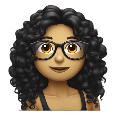 Sexy Turtle with glasses and long black curly hair sticker