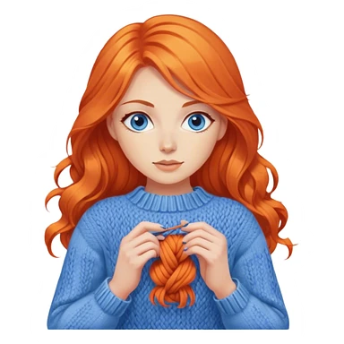 beautiful orange hair woman with blue eyes knitting sweater  sticker