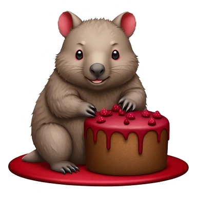 Wombat with red velvet cake sticker