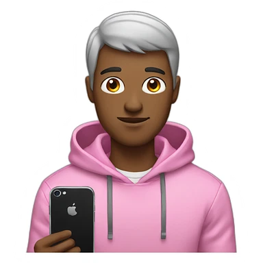 guy with a pink hoodie and black short hair holding an iphone sticker