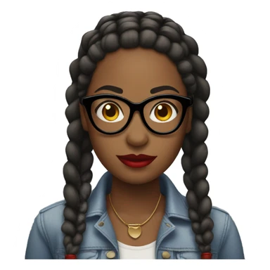 black woman with glasses and braids and red lips sticker