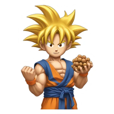 goku holding nuts sticker