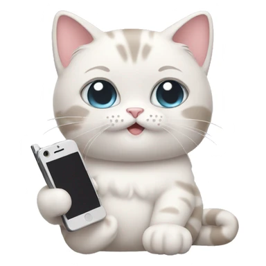 Cute pastel cat holding a phone sticker