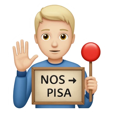 Guy with a sign that says no pissa sticker