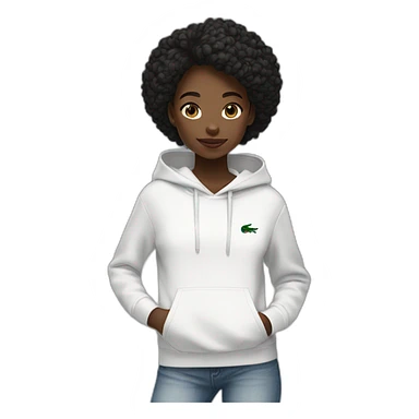 Lacoste tênis black girl with white lacoste hoodie sticker