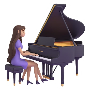 woman with extremely long hair playing the piano sticker