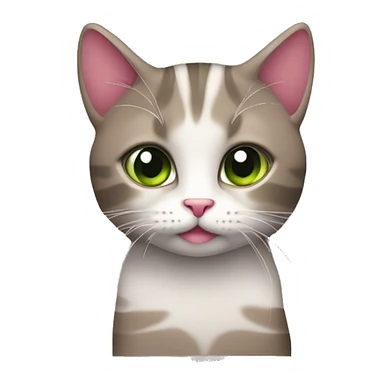 gattina con pelo color mogano e strisce grigio scuro sulla fronte. occhi verde oliva. nasino rosa.  sticker